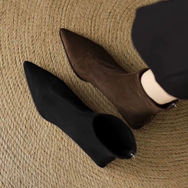 Winter cowboy laarzen voor dames van suède met warme voering_voghion.com