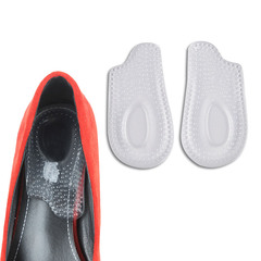 Sports insole for men and women with transparent self-adhesive concave granular shock absorption, half size.
