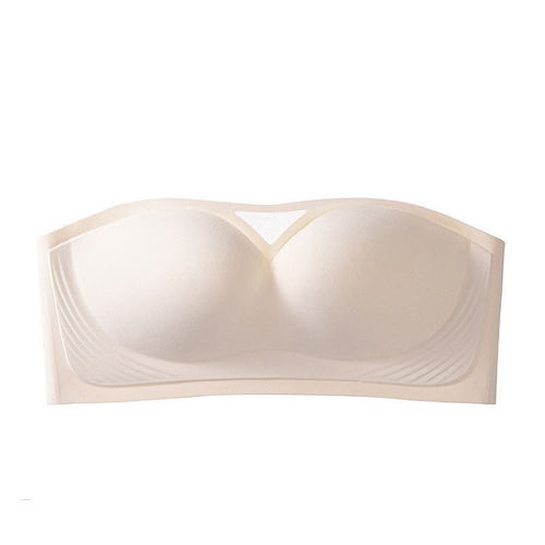Strapless, non-slip, non-falling tube top bra for summer, thin, small chest push-up, seamless, invisible, beautiful back wrap bra