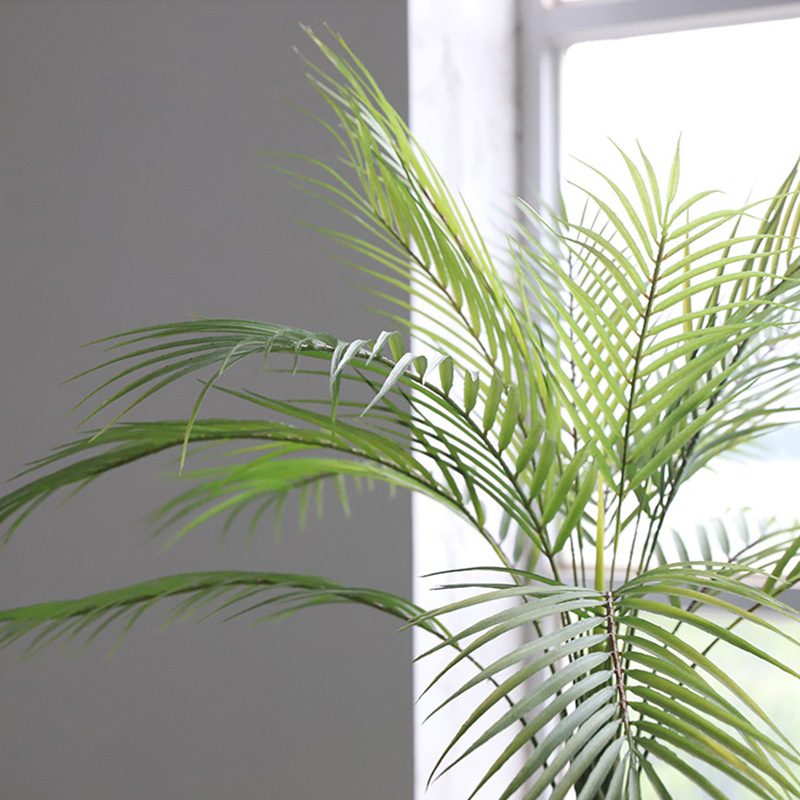 Planta verde artificial cola de fénix planta falsa decoración interior ventana piso en maceta conjunto decoración hoja fina cola suelta árbol de girasol