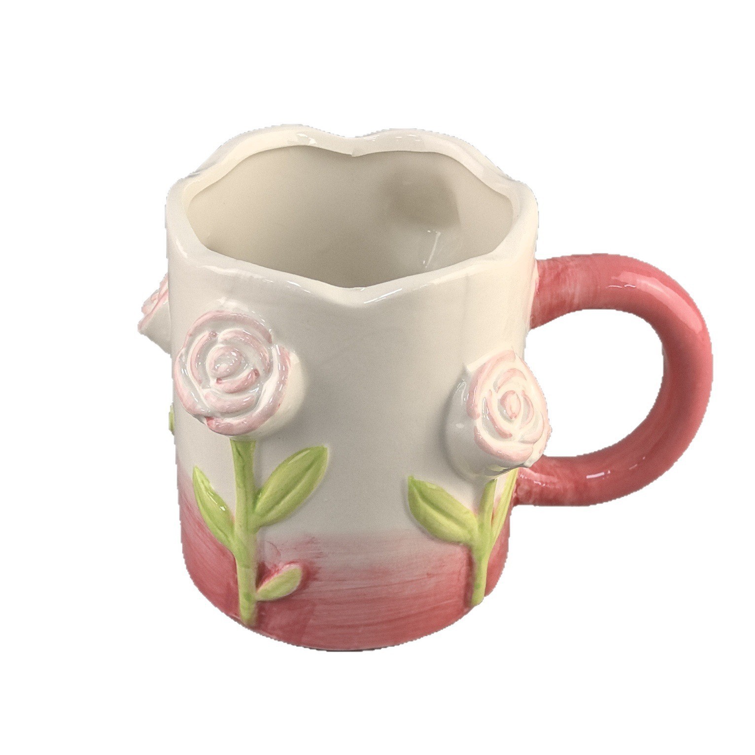 Inventario transfronterizo dibujado a mano irregular alto valor visual tulipanas flores rosadas tazas de cerámica tazas de café creativas