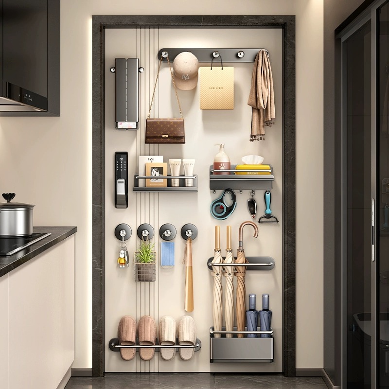 2025 New Entrance Door Magnetic Key Storage Hook Wall-Mounted Umbrella Storage Rack Slipper Storage Rack