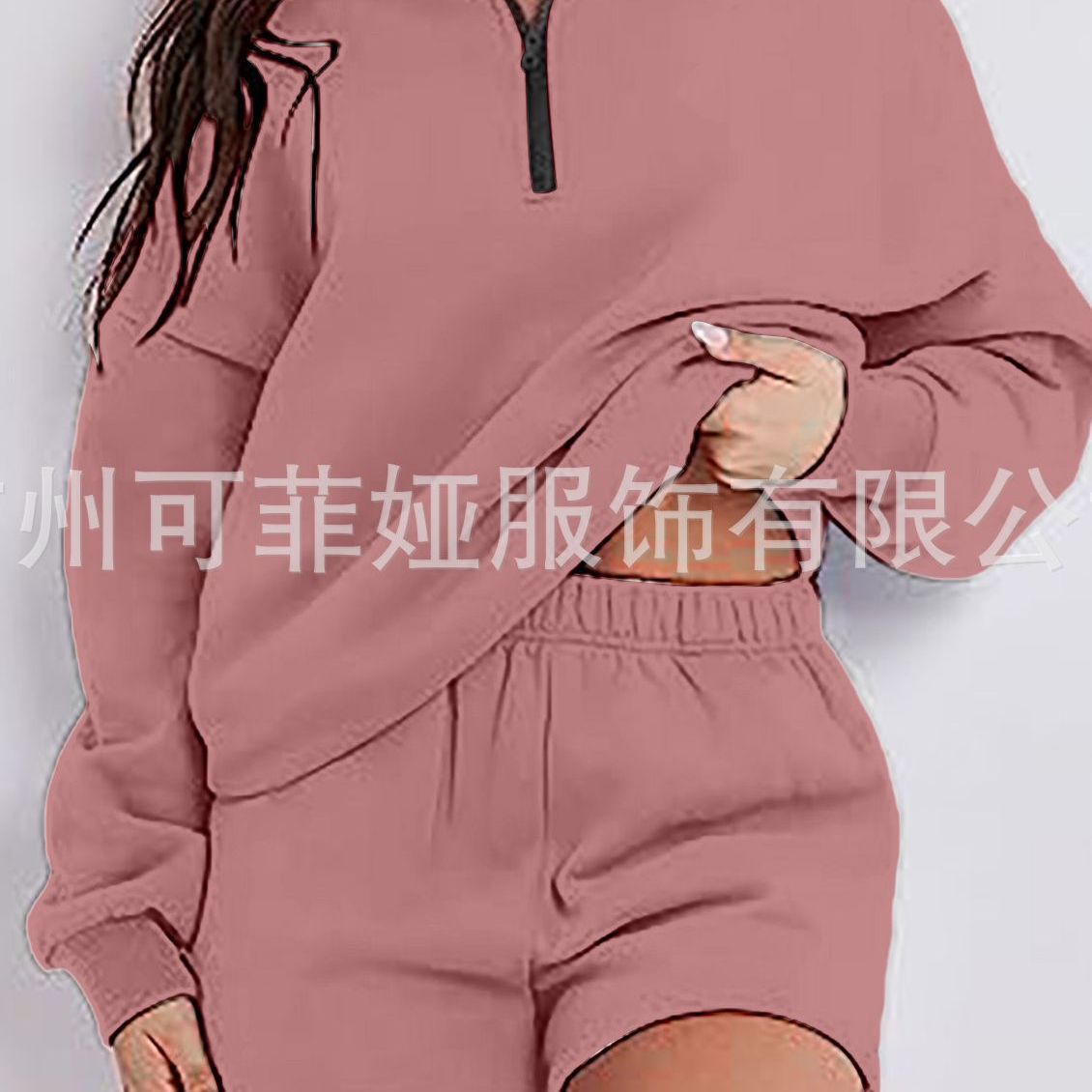 23 transfronteriza otoño nuevo desgaste del hogar traje pullover cuello abierto de manga larga cómodo pijama casual corto traje deportivo de las mujeres