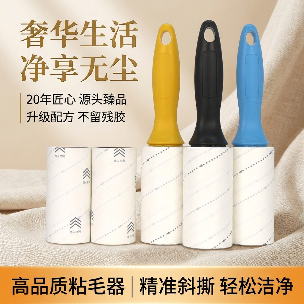 家用床上宠物地板粘毛器可撕式清洁胶带滚刷纸粘尘纸粘毛替换卷纸