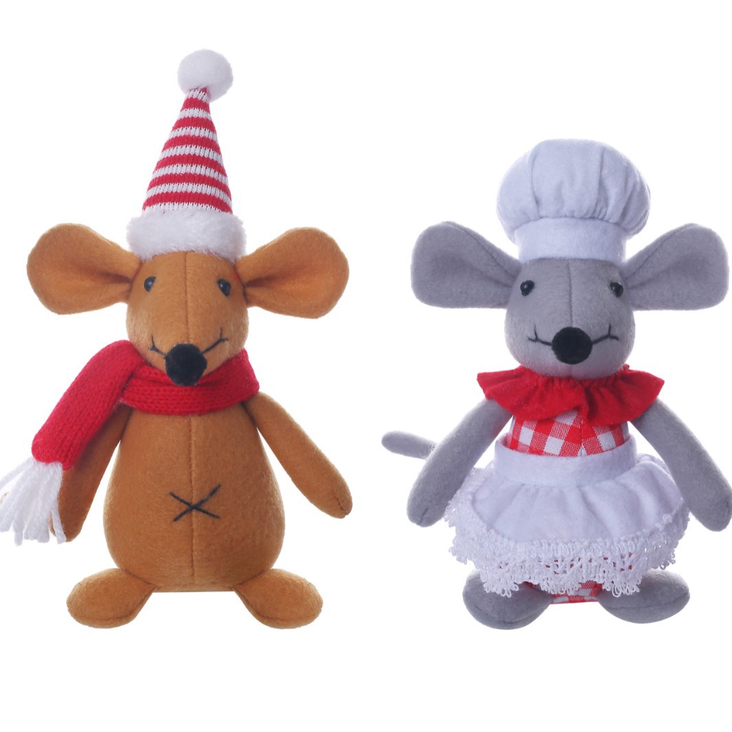 Navidad cuadrada tela muñeca de ratón de piernas largas muñecas de venta cruzada pareja muñeca de ratón decoración de Navidad