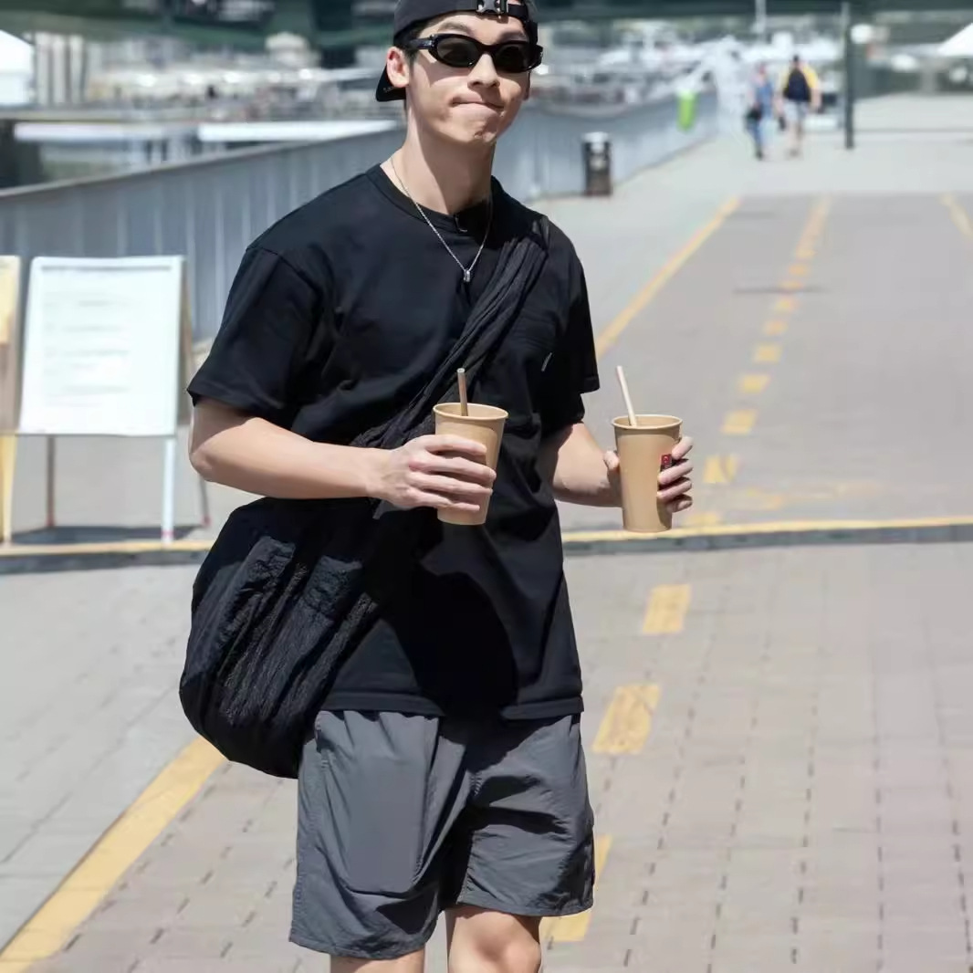GFCPGUAN Quick-drying Quarter Nylon Fabric Shorts Men's Summer Versatile Lightweight Breathable Sports Casual Beach Pants