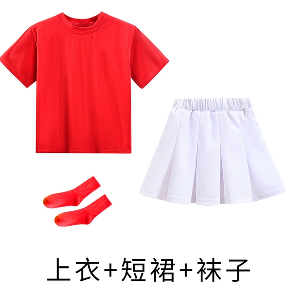 Red set, mini-skirt, socks