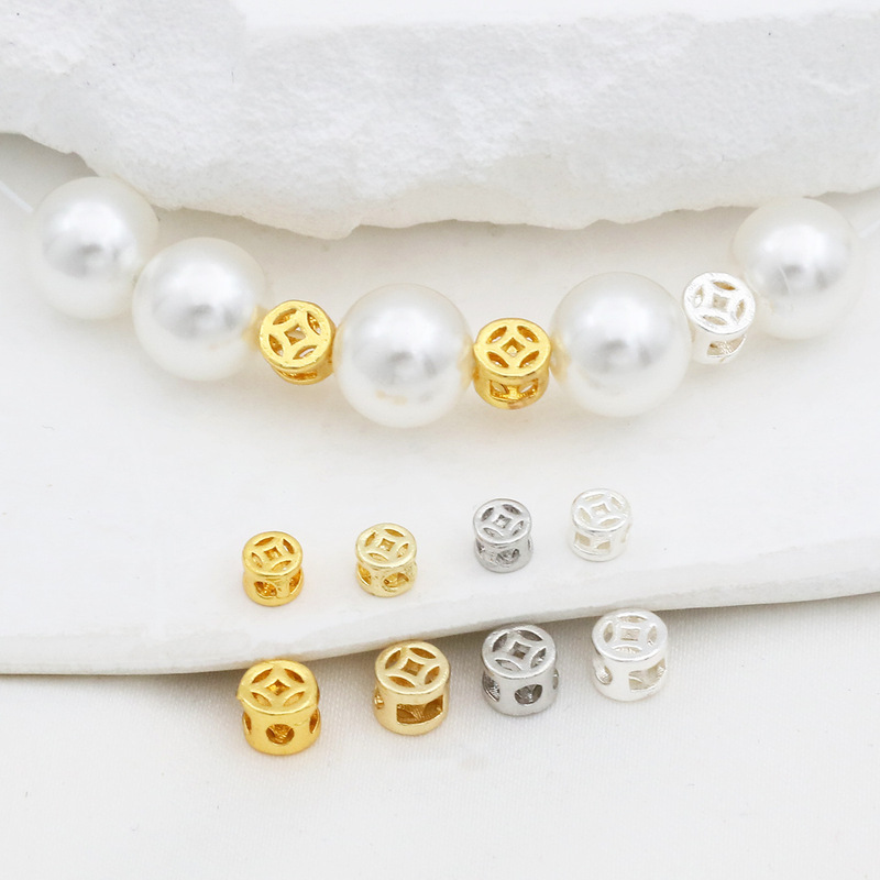 DIY 18K Real Gold Color-Preserving Hollow Copper Coin Spacer Beads Loose Beads Handmade Beaded Bracelet Necklace Jewelry Accessories D161 DIY 18K Real Gold Color-Preserving Hollow Copper Coin Spacer Beads Loose Beads Handmade Beaded Bracelet Necklace Jewelry Accessories D161