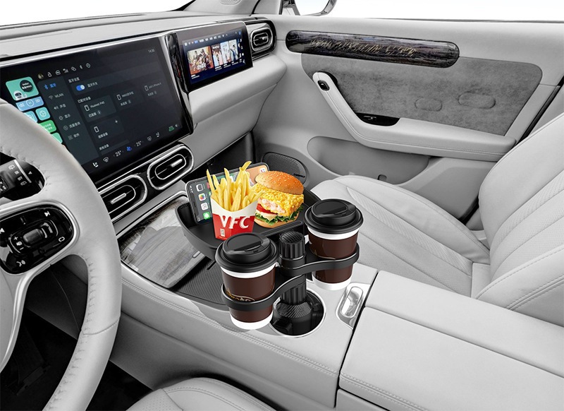 Car-Mounted 360-Degree Rotating Tray, Car Drink Holder, Coffee, Burger, and Cup Holder, Multifunctional Storage Small Dining Table