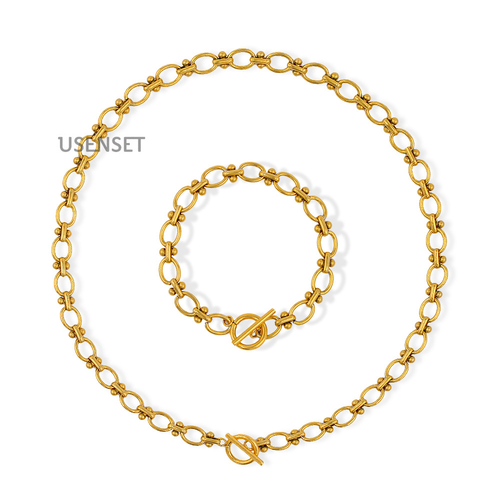 Simple Style Solid Color Stainless Steel Plating Bracelets Necklace 1 Piece
