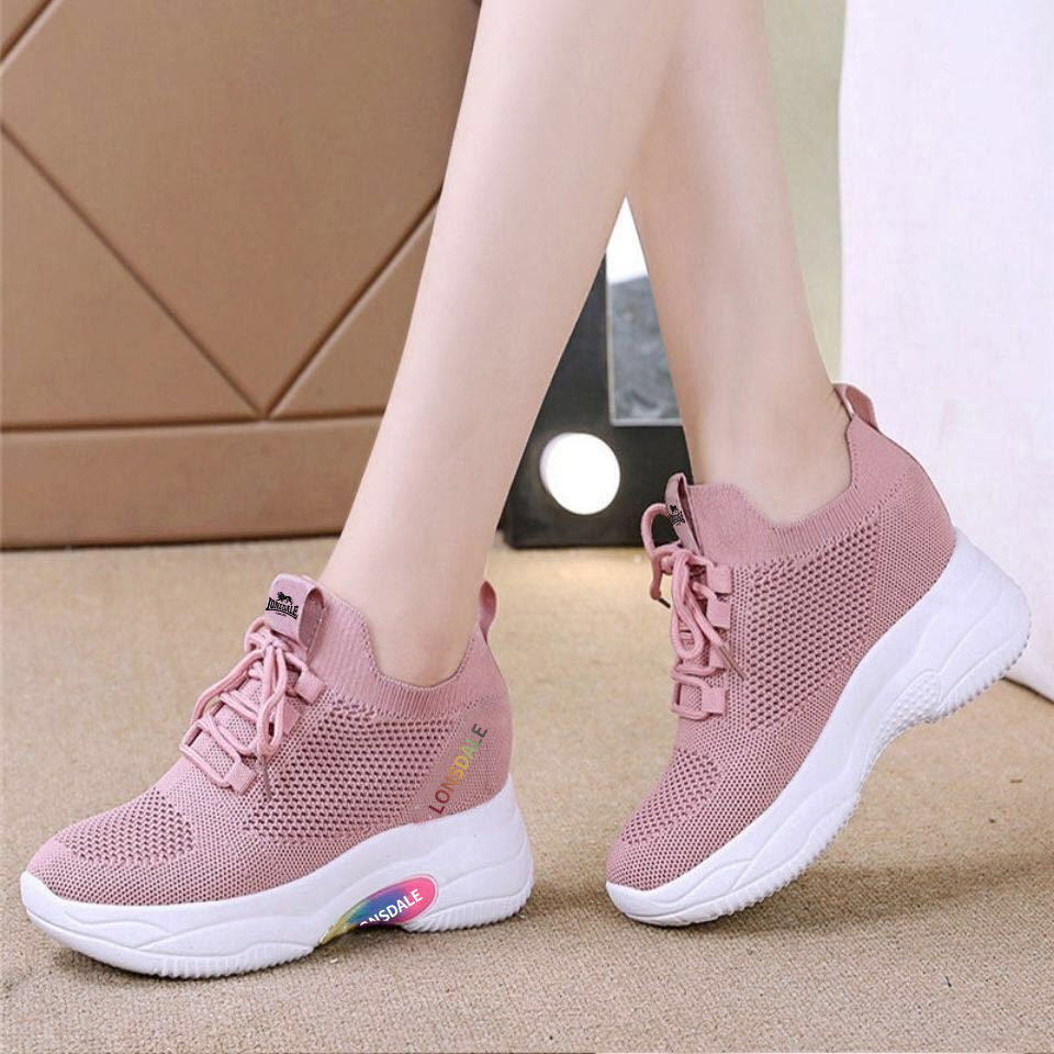 Zapatos deportivos de realce interior para mujer 2023 primavera y verano nuevo estilo zapatos para correr de suela blanda zapatos casuales para mujer de todo fósforo zapatos de papá