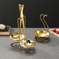 Stainless steel titanium-plated high-end hot pot soup spoon colander holder golden male chopsticks male spoon holder tableware storage rack soup shell holder