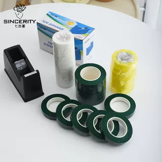 Siete colores cordier base floral cinta adhesiva verde cinta adhesiva sin rastro papel verde flores hechas a mano DIY material de decoración coche de boda