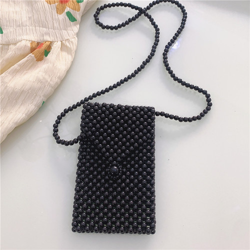 Pearl bag for women ins style internet celebrity retro crossbody bag handmade woven bag handbag beaded bag mobile phone bag for women