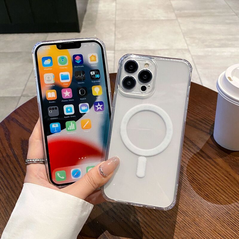 Apple 16promax 細穴磁気電話ケース iphone15 アクリル透明保護カバー充電に適しています|undefined