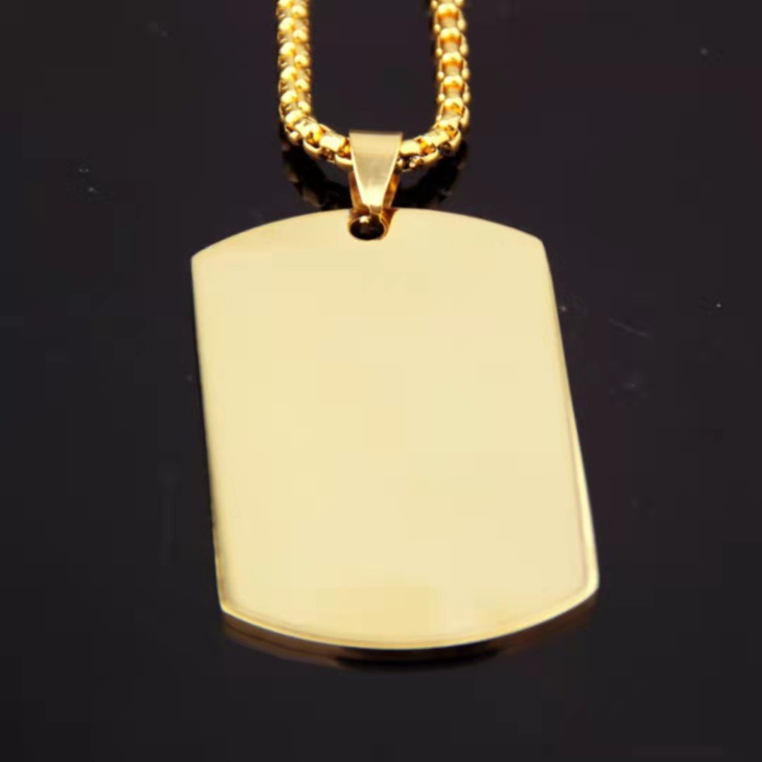 1 Piece Quantity 1 Piece 28*50mm Alloy Customization Laser Engraving Solid Color Pendant Chain DIY Jewelry Accessories