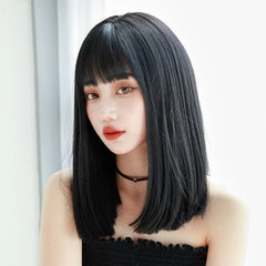 Wig female short straight hair comic bangs fashion internet celebrity short hair natural realistic black long straight new style hair cover manufacturer