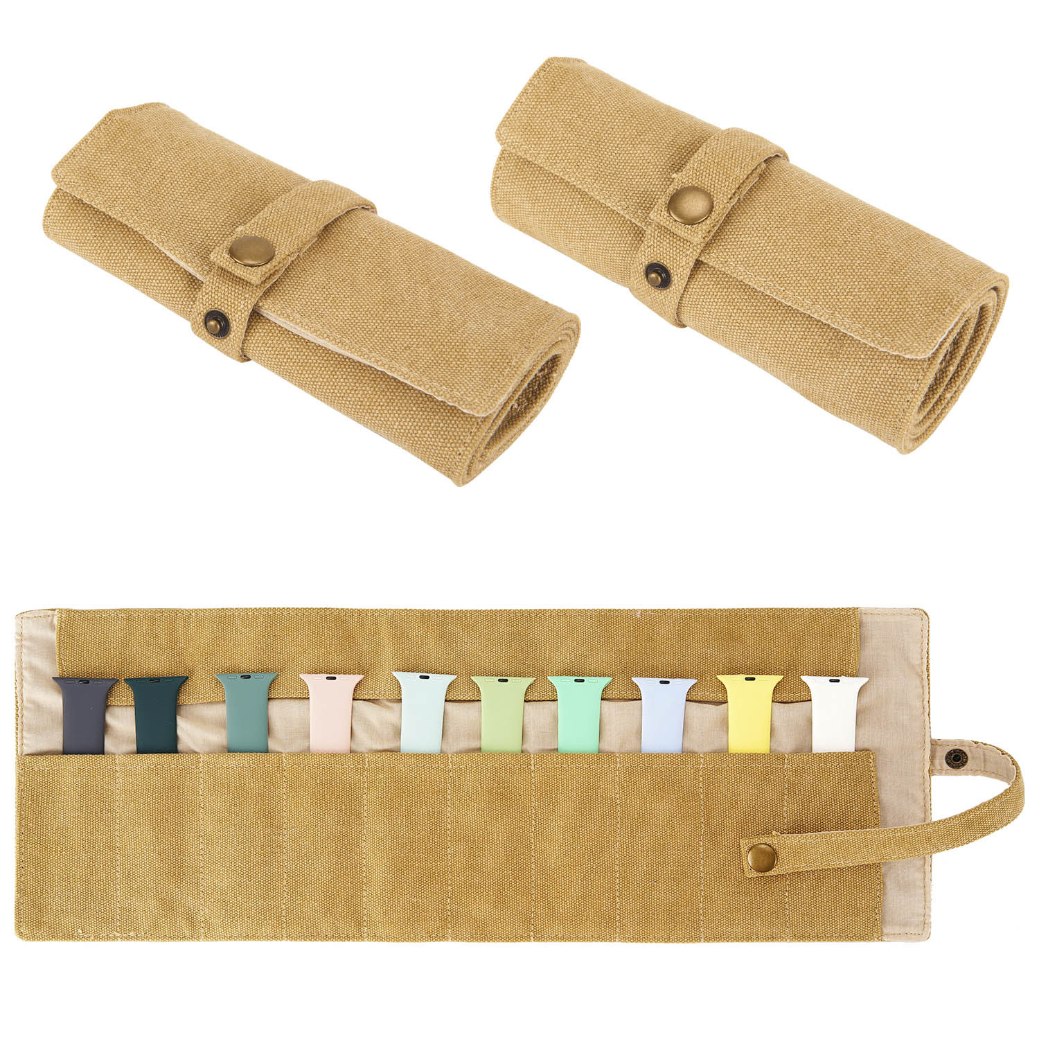 Bolsa de almacenamiento para correas de Apple Watch de 5/10 ranuras, bolsa de lona para guardar correas de reloj, organizador de almacenamiento para relojes