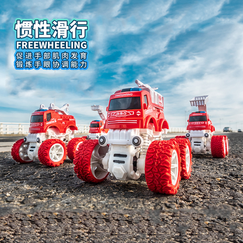 Douyin Internet Celebrity Toys Inertia Stunt Four-Wheel Drive Off-Road Vehicle Military Fire Engineering Vehicle Children's Street Stall Toys Wholesale