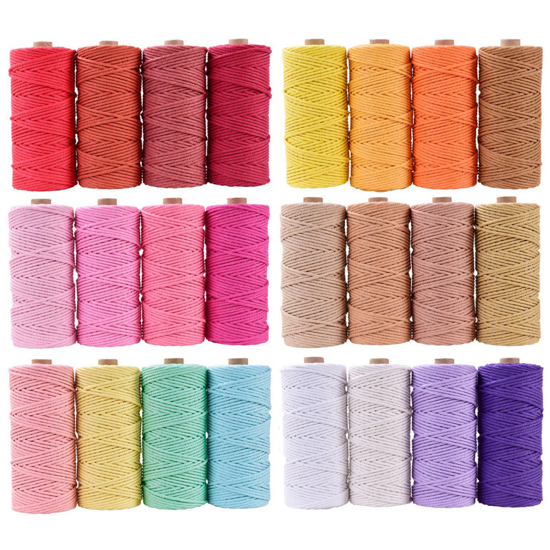 Factory Direct Supply of 3mm Colorfuled Cotton Rope Binding Rope Handmade Tapestry Braided Rope Decorative Rope Drawstring
