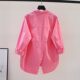 Design Sense Back Split Rose Pink Cotton Shirt Women's Loose Long Sleeve Shirt 2025 Spring All-match Cardigan Top