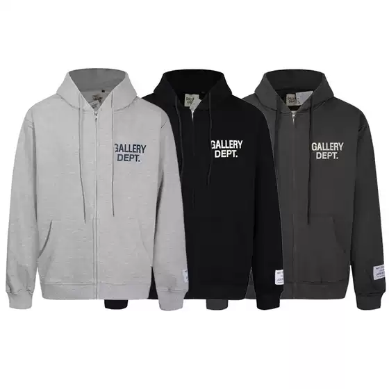 Foreign trade fashion brand Gallery Dept new letter Logo slogan printing zipper coat hoodie loose sweater