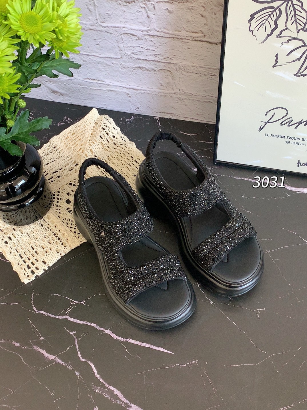 Giày sneaker nữ đế dày phong cách Pháp, tăng chiều cao, thoáng khí mùa hè — Màu đen chi tiết 5