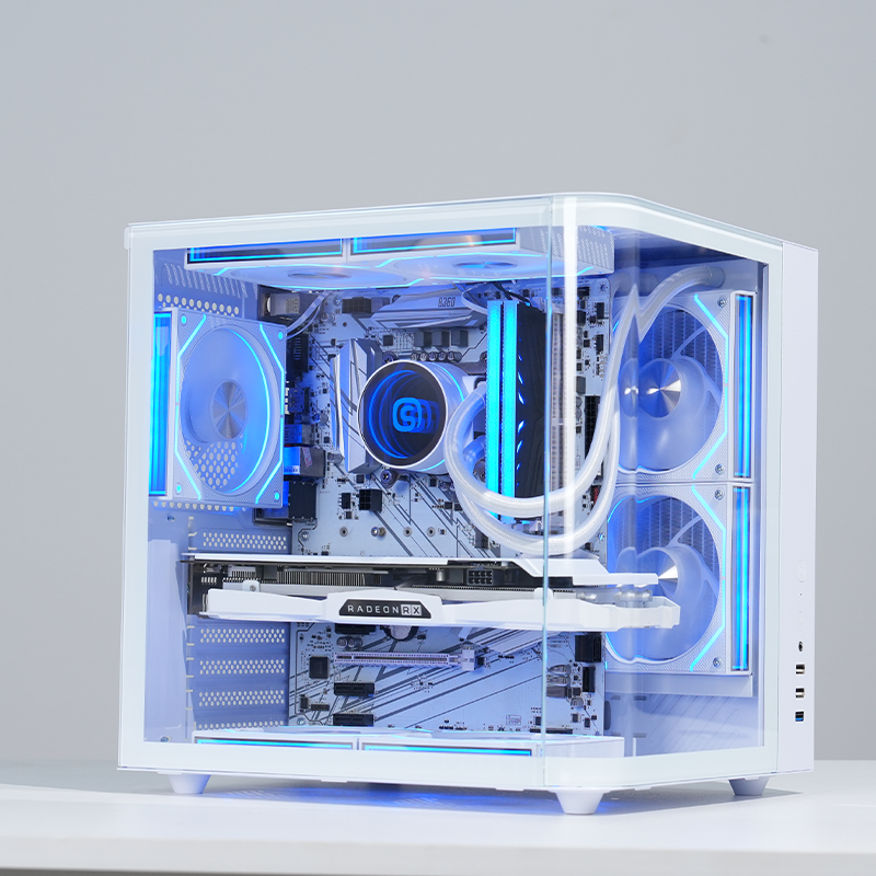 Shuoyi Kunpeng CH2+ корпус для настольного компьютера ATX, белый с прозрачной боковой панелью, мини‑корпус для игр, 240 мм водяное охлаждение
