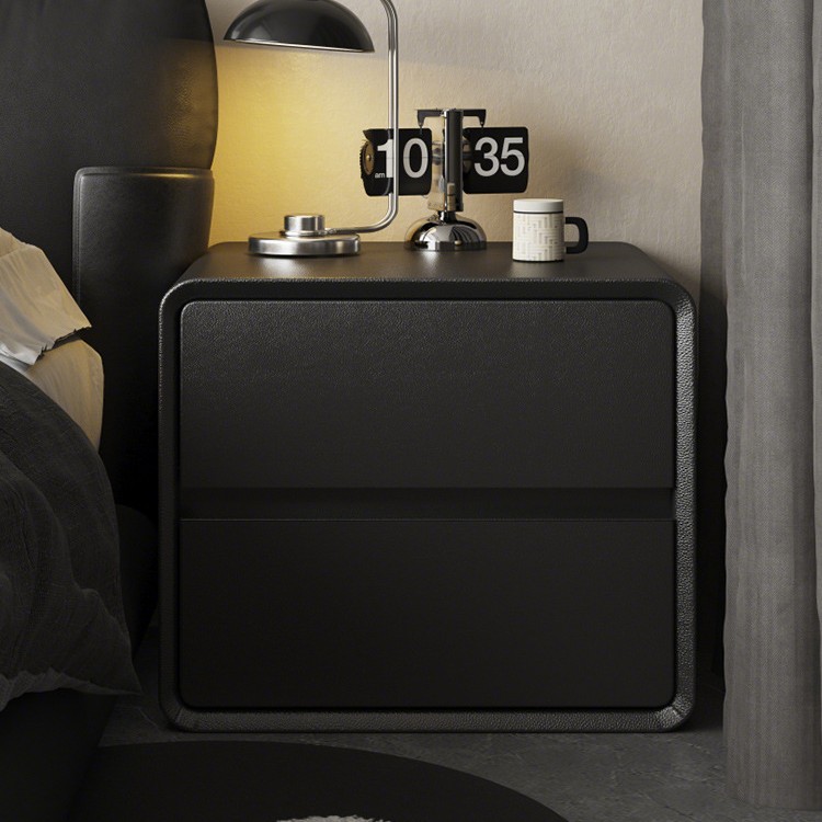 Mesa de cama negra de madera maciza dormitorio doméstico 2025 nuevo estilo de lujo ligero de alta calidad simple almacenamiento moderno gabinete de cama