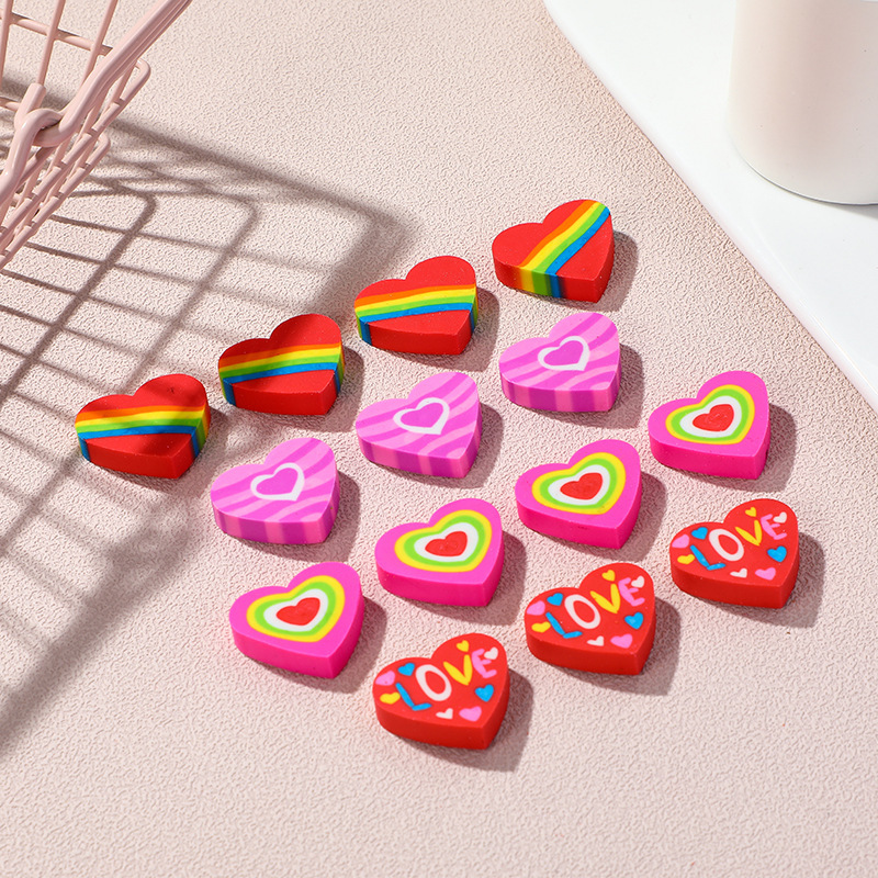 Colorful heart-shaped eraser New Creative Elementary School student gift prize cute cartoon learning stationery supplies wholesale Colorful heart-shaped eraser New Creative Elementary School student gift prize cute cartoon learning stationery supplies wholesale