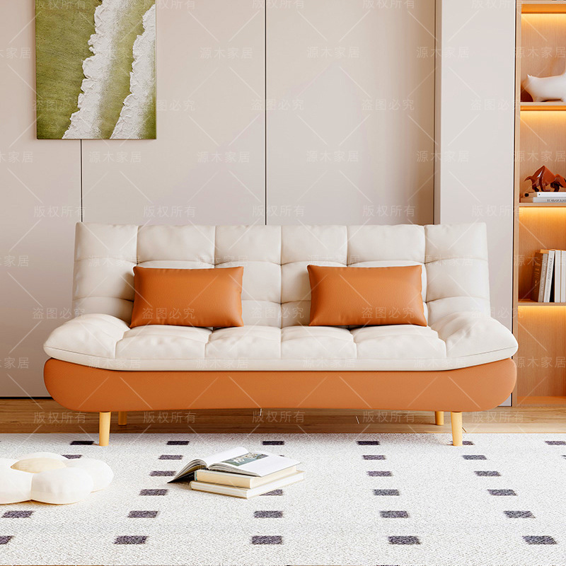 No-Wash Cat Claw Leather Sofa Small Apartment 2025 New Foldableing Sofa Bed Dual-Purpose Living Room Simple Modern Rental Room