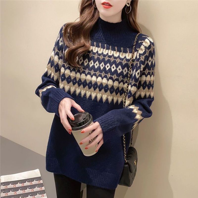 Velvet knitted demi-season retro woolen base body-friendly sweater