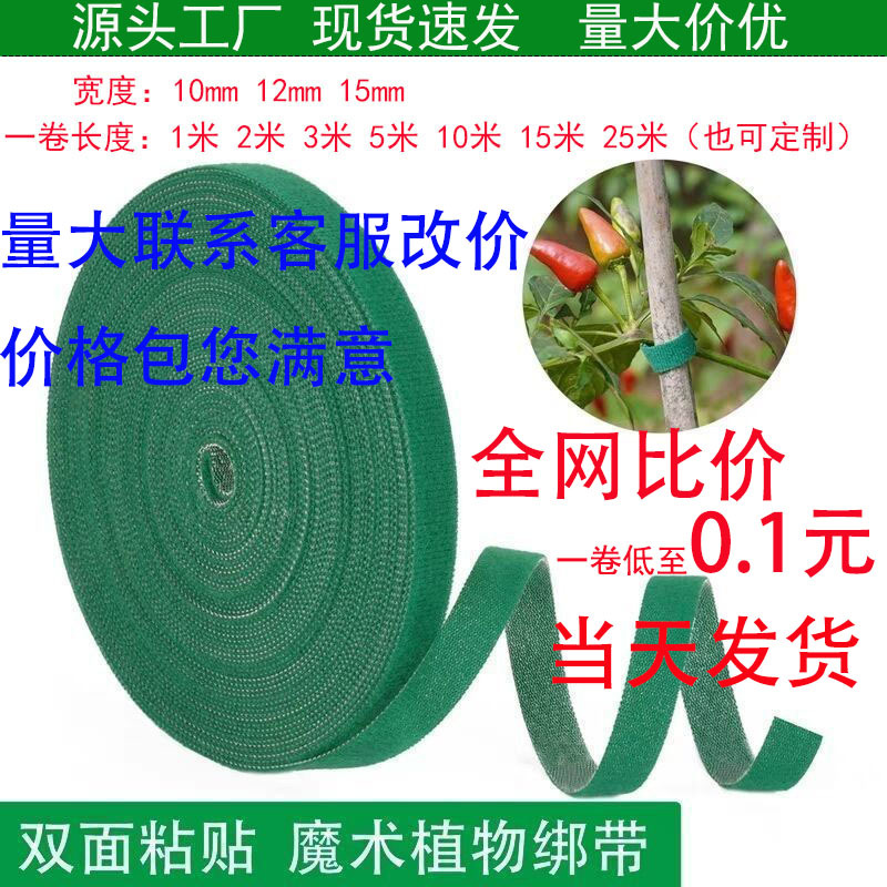 绿植魔术贴绑带园林园艺椰棕棒爬藤捆扎固定带绿色扎带色魔术贴