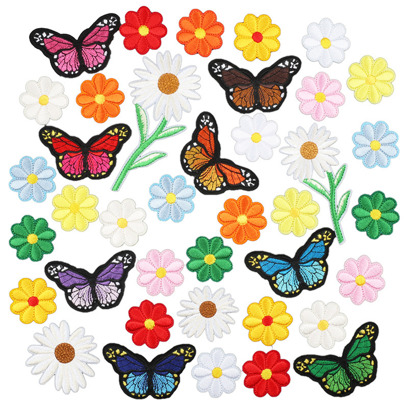 Zhuo Bin Fashion Flower Zou Chrysanthemum Embroidered Cloth Stickers Color Butterfly Computer Embroidered Clothes Ripped Jeans Patch Stickers Zhuo Bin Fashion Flower Zou Chrysanthemum Embroidered Cloth Stickers Color Butterfly Computer Embroidered Clothes Ripped Jeans Patch Stickers