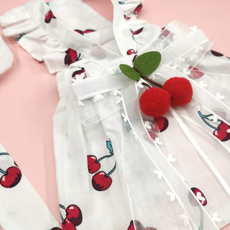 60g Weight Pet Clothing Type Of Pet Supplies 1 Piece Quantity Casual, Daily Occasion Cotton Material Peach, Cherry Pattern Summer Season Cute Style 1 Piece Summer Cute Cotton Peach Cherry Pet Clothing 6