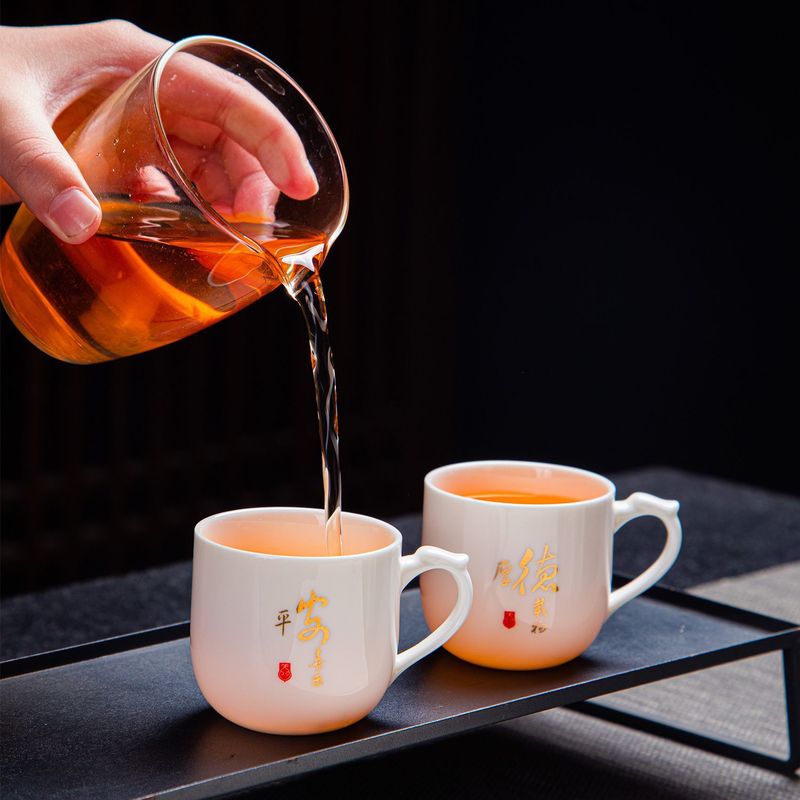 羊脂翡翠磁器火傷防止セラミック家庭用白磁カンフー茶カップ 6 パックティーカップティーセットマスターカップ|undefined