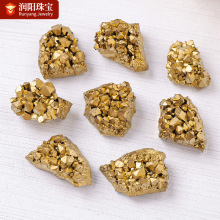 天然紫水晶簇电镀金色矿物晶体标本晶簇晶芽碎片diy裸石饰品配件