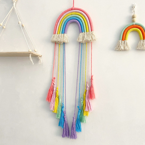Nordic cotton rope woven rainbow wall hanging decoration bedroom creative ornament girl heart children's room boutique decoration ornament