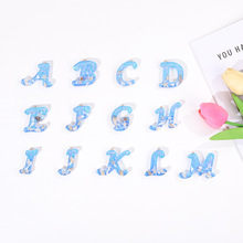 跨境创意蓝色系清新3D立体浮雕首字母钥匙扣包包行李挂件钥匙圈