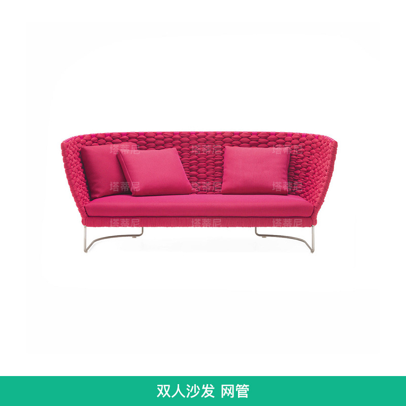 Sofá de exterior tejido con cuerda, cama de descanso para patio o balcón, muebles creativos para alojamiento rural, sillón de ratán para jardín o terraza. image 10