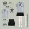 Mini-skirt, bow tie, badge, with short sleeve, JK style (Japanese school style)