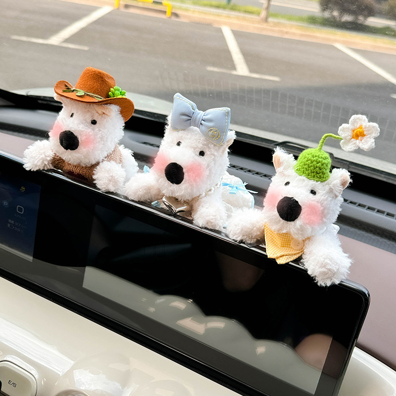 Decoración de coche West Highland Pantalla de control central de coche Muñeca de fiesta Decoración de pantalla Accesorios de coche Muñeca linda