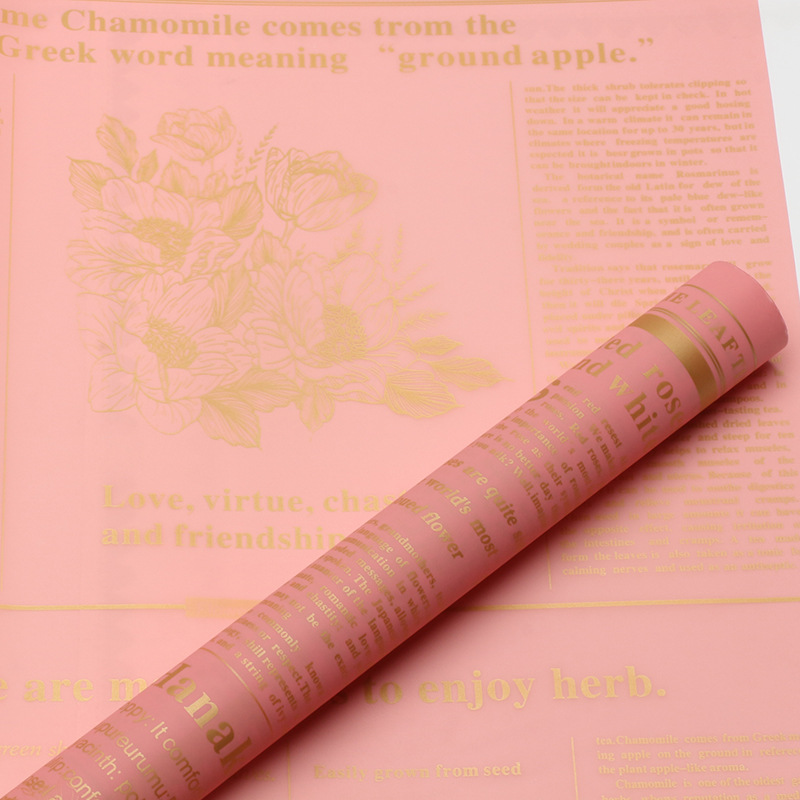 Huaxi Herbal Plant Papel de embalaje de flores Impresión en inglés Paquete de regalo mate impermeable Papel de flores Florería Materiales de ramo