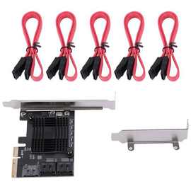 1套 图片色 塑料＋金属 PCIe SATA 卡 5 端口，PCI-E转SATA扩展卡