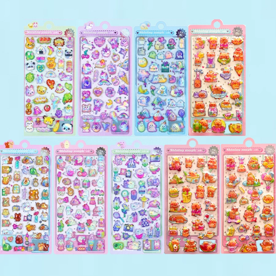 Детская наклейка из 3D с лазерной тиснением на листе, ручные наградные наклейки, 9×17.5 см, смешанные стили
