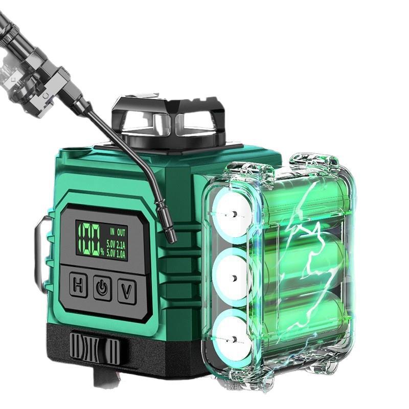 Yagu 12 líneas luz verde de alta precisión luz fuerte línea delgada nivel láser nivelación automática exterior nivel infrarrojo Jin Ye