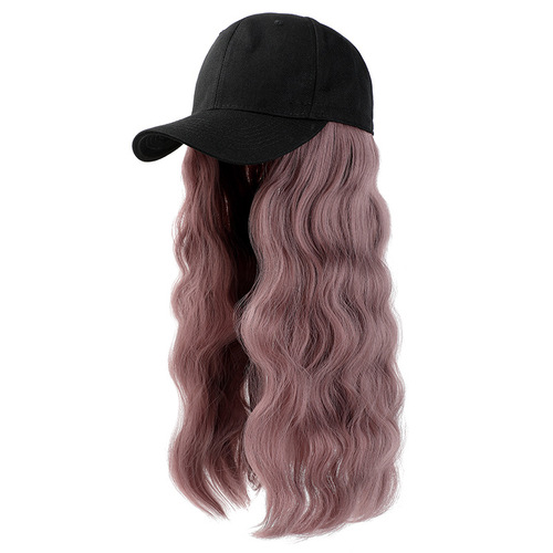 Wig for women with hat wig fashion new natural peaked cap integrated wig cap water ripple long curly hair