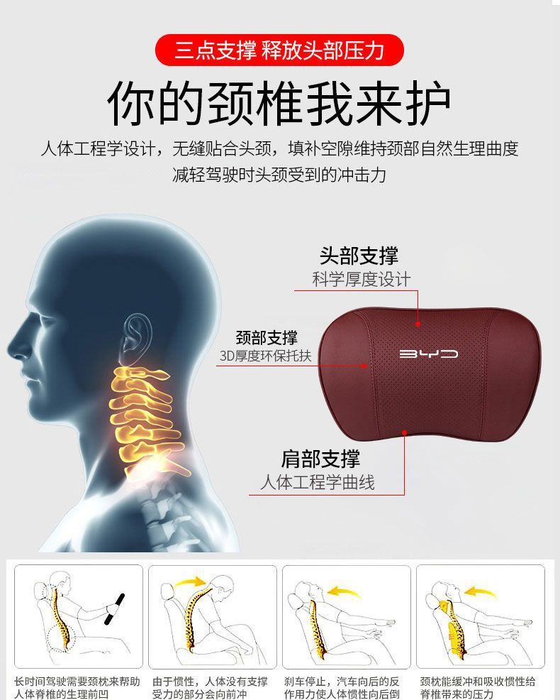 Suitable for Byd Dolphin Car Headrest and Lumbar Support Qin Songyuan Plus Pro Tang Ev Han Dm Destroyer
