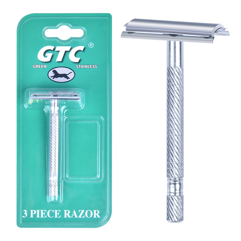 GTC brand direct selling security knife holder iron handle double carbon steel blade razor men's portable razor GTC brand direct selling security knife holder iron handle double carbon steel blade razor men's portable razor
