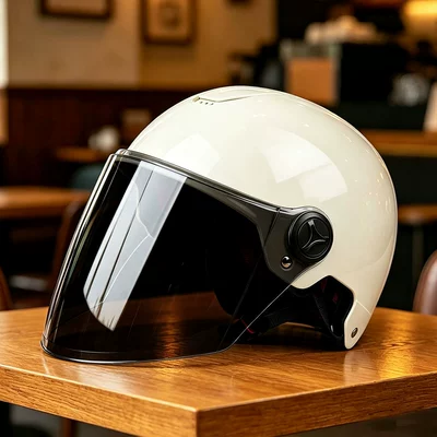 3C Certified Electric Vehicle Helmet for Motosiklet kaskı (dəbilqə) - rice-white-tea-long-mirror